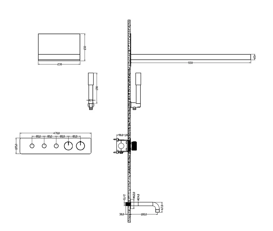 Приобрести boheme душевая система fusion с термостатом, встраиваемая, хром 131-2-cr