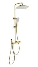 Душевая система с техническим душем и термостатом WONZON & WOGHAND MUSE Piano, Брашированное золото (WW-B4132-A-BG)