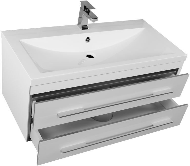 Приобрести aquanet тумба с раковиной верона 100 см, белая (подвесная 2 ящика)