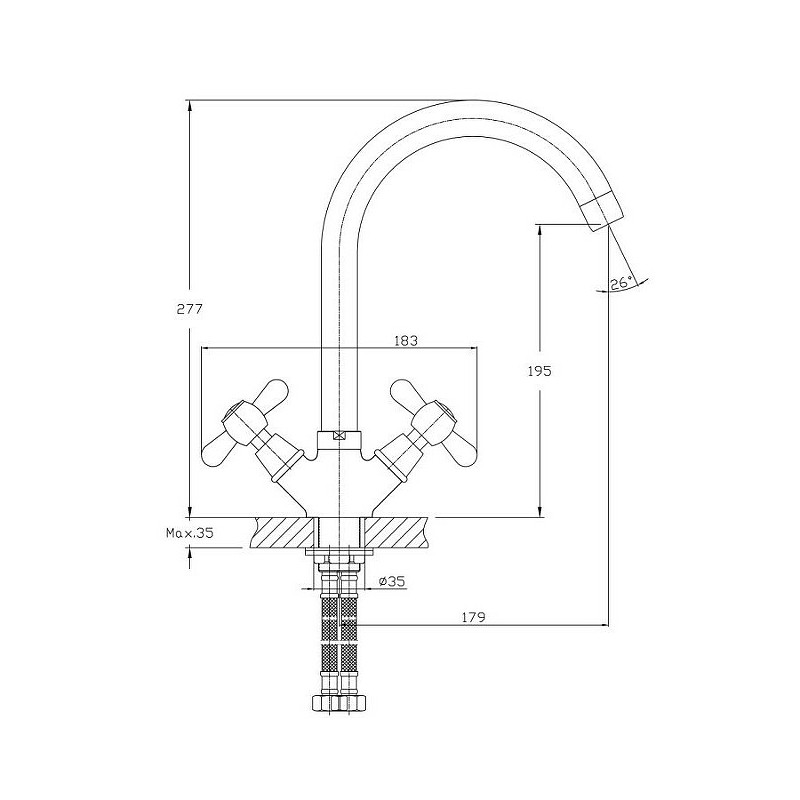 Приобрести haiba смеситель для кухни 277мм, хром hb-4525