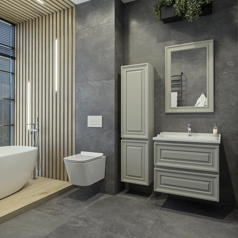 Приобрести caprigo пенал напольный ponza 40 см, левосторонний, темно бежевый 13550l-в021