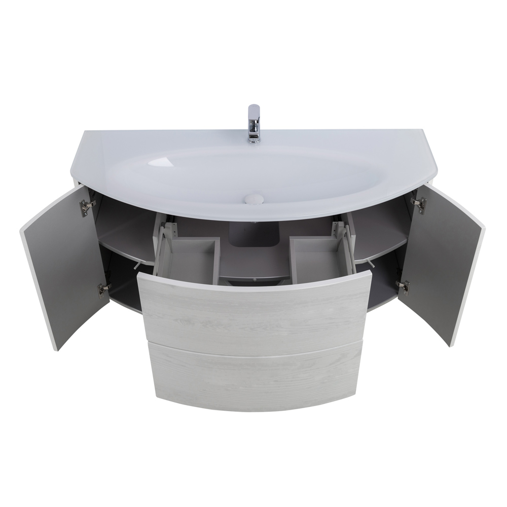 Приобрести cezares тумба подвесная с раковиной eden 121 см frassino bianco,стекло, светло серая 54418