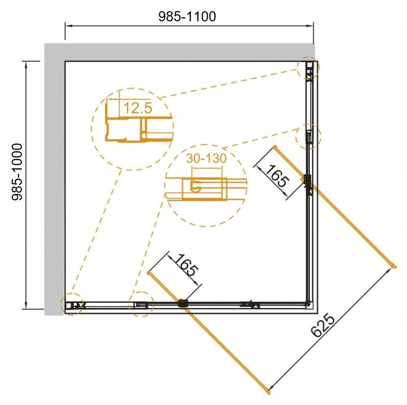 Приобрести cezares душевое ограждение variante 100-110см variante-a/ah-2-100/110-c-cr