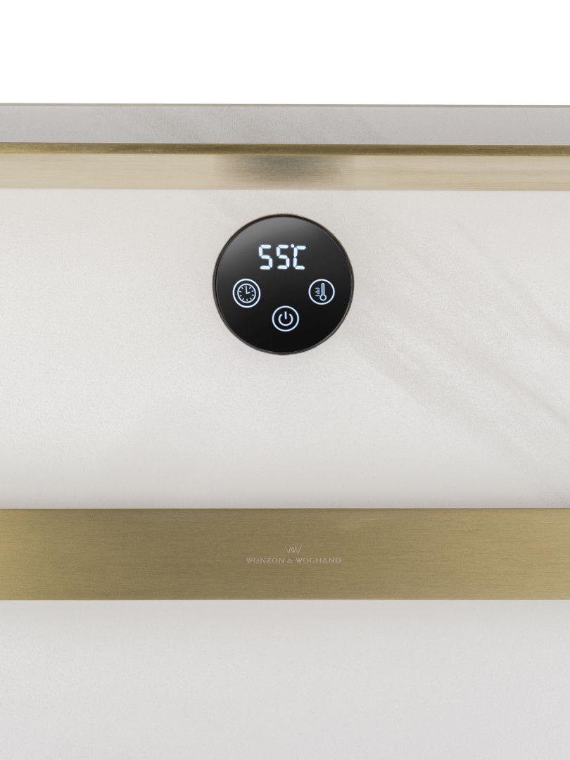 Приобрести полотенцесушитель электрический с каменной плитой белый мрамор wonzon & woghand stuttgart, брашированное золото (ww-a504w-bg)