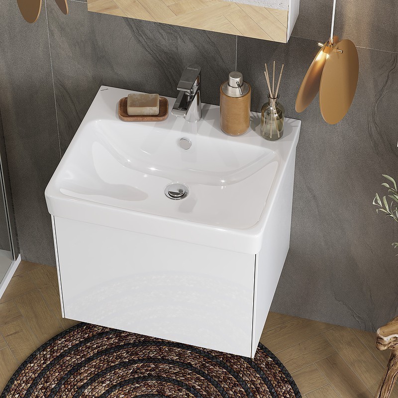 Приобрести тумба подвесная акватон асти 55 с раковиной, белый