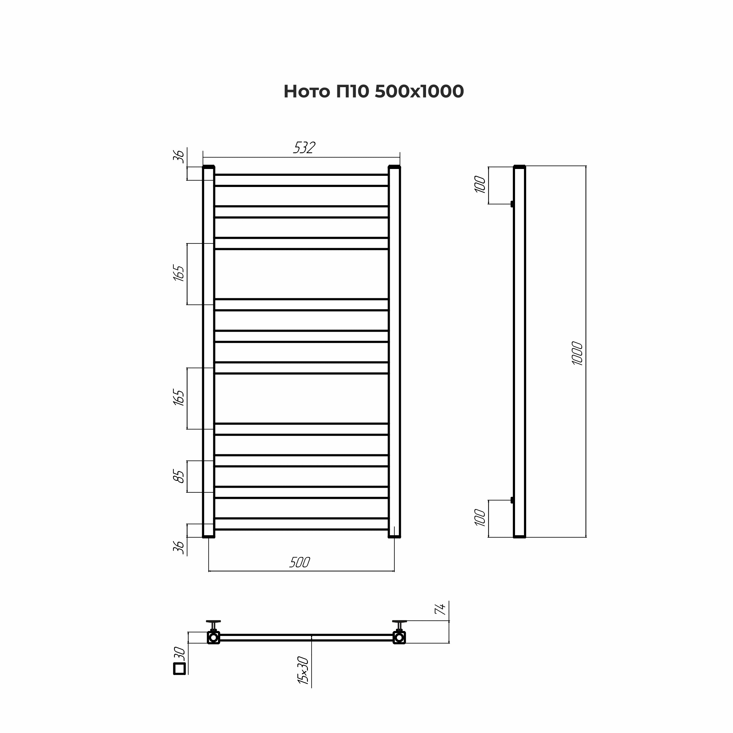 Приобрести terminus полотенцесушитель ното п10 50х100 см, водяной, хром