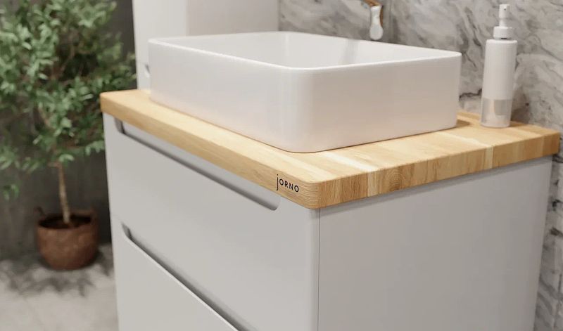 Приобрести jorno тумба подвесная wood 100 см со столешницей светлое дерево, белая