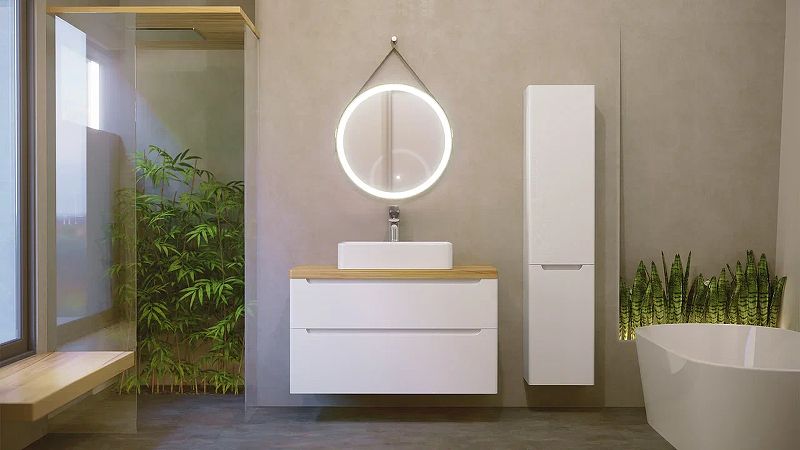 Приобрести jorno тумба подвесная wood 100 см со столешницей светлое дерево, белая