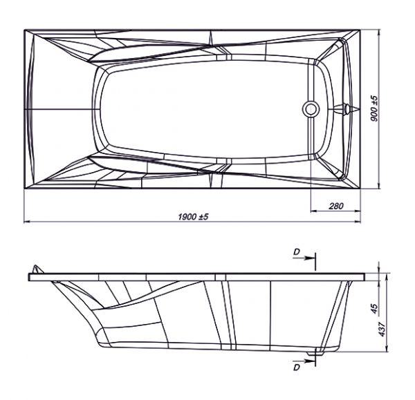 Приобрести ванна акриловая sole kappa xl 190x90