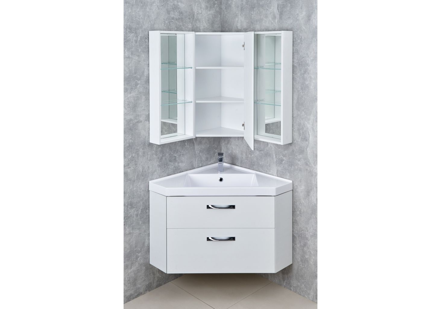 Приобрести зеркало-шкаф угловой кантара 42 см, цвет дуб полярный