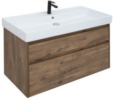 Aquanet Тумба с раковиной Nova Lite 100 см, (SLIM SYNERGY) дуб рустикальный, 2 ящика