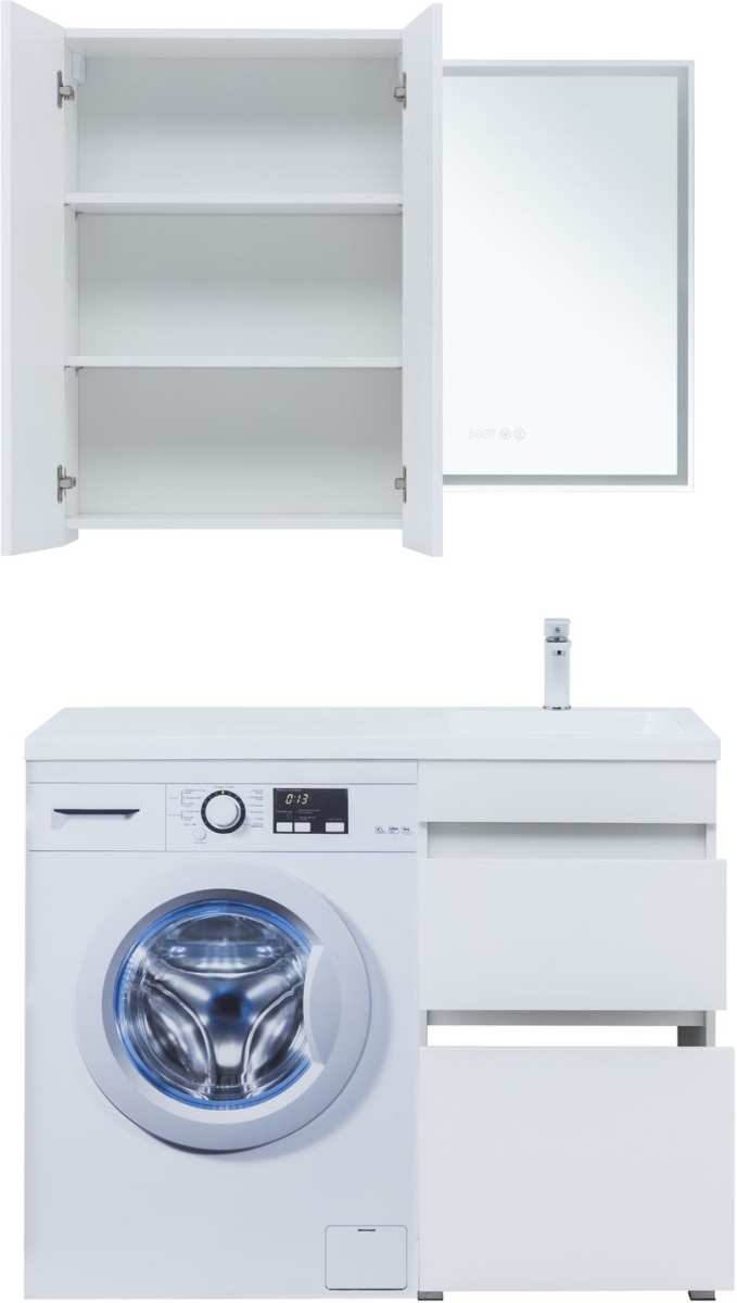 Приобрести aquanet тумба с раковиной вега 48 см, белая глянец