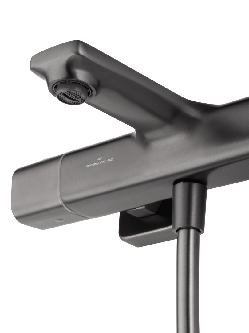 Приобрести смеситель для ванны с душевым гарнитуром и термостатом wonzon & woghand solid, темный графит (ww-c2011-a-bgg)