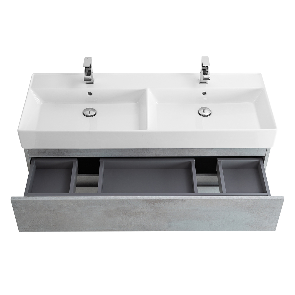 Приобрести cezares тумба подвесная с раковиной molveno 46 120 см beton, бетон molveno 46-120-2c-so-2-bet