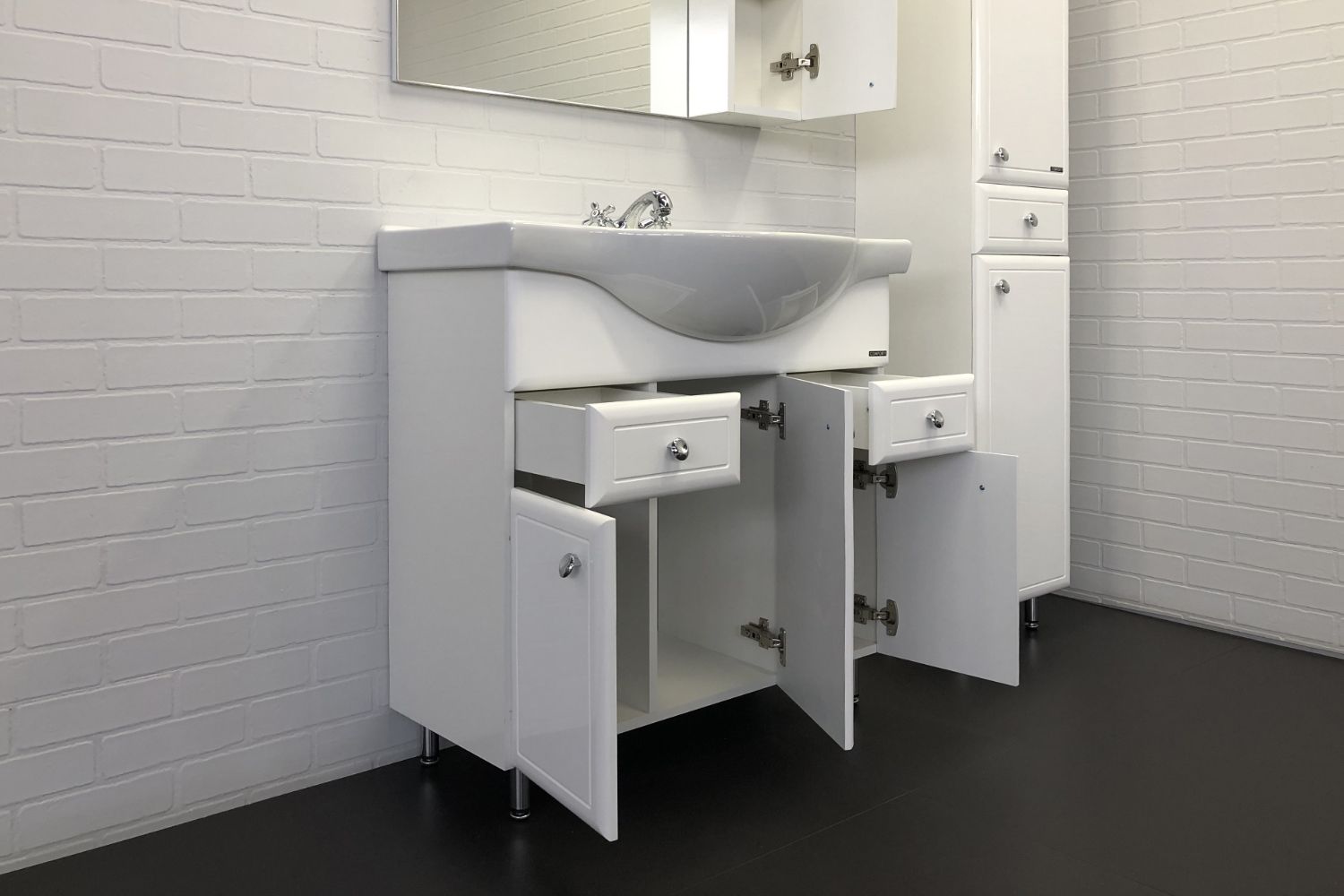 Приобрести сomforty тумба с раковиной "сочи-85" белый глянец