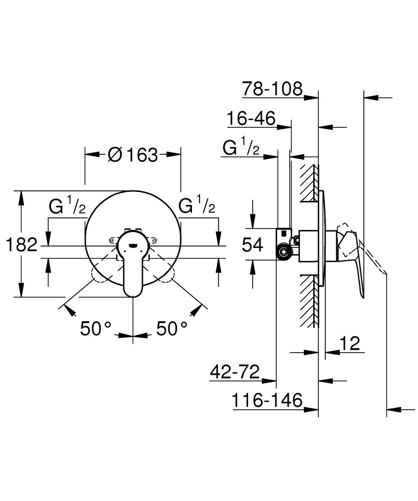 Приобрести смеситель для душа grohe bauedge, хром 29078000