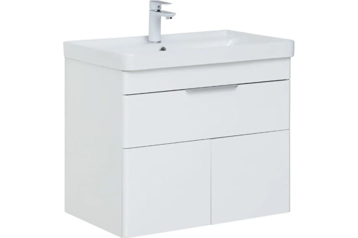 Приобрести aquanet тумба с раковиной ирис new 71 см, белая глянец (1 ящик, 2 дверцы)