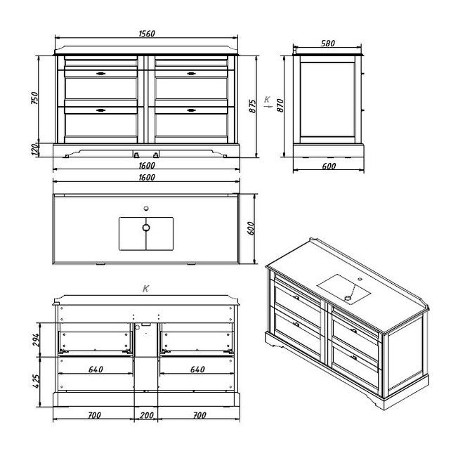 Приобрести caprigo тумба с раковиной greenwich 160 см, зеленая, эмаль
