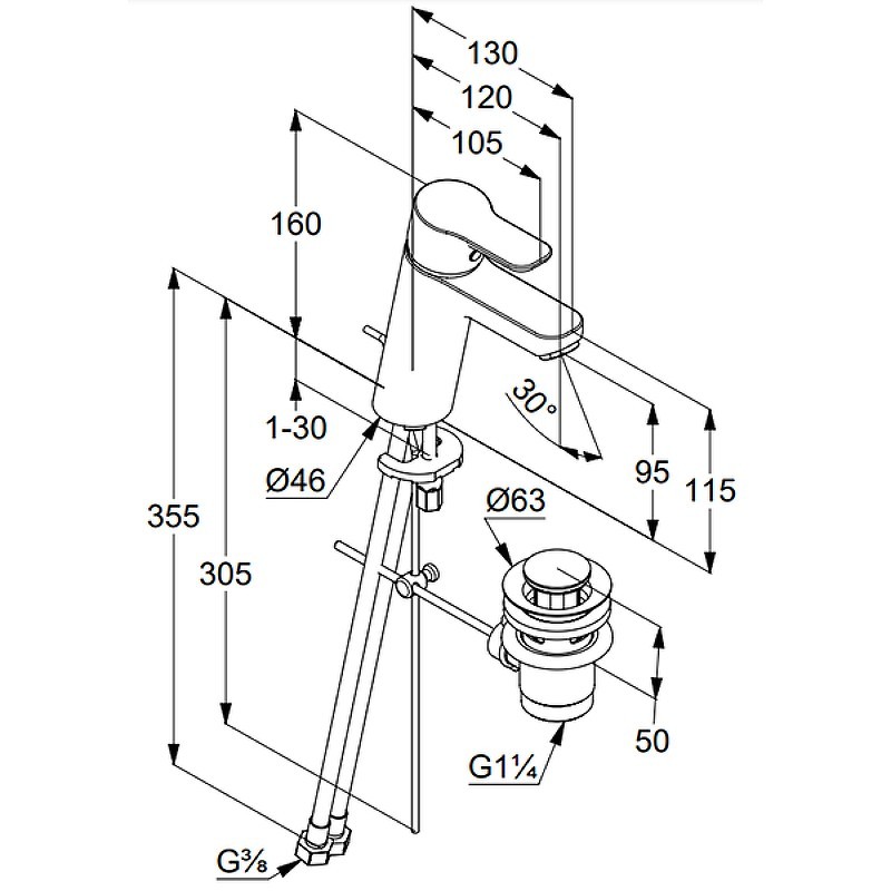 Приобрести kludi смеситель для раковины pure&easy xl с донным клапаном, 160мм, хром 372900565