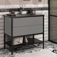 Opadiris Тумба напольная с раковиной Треви 90 см, серая матовая