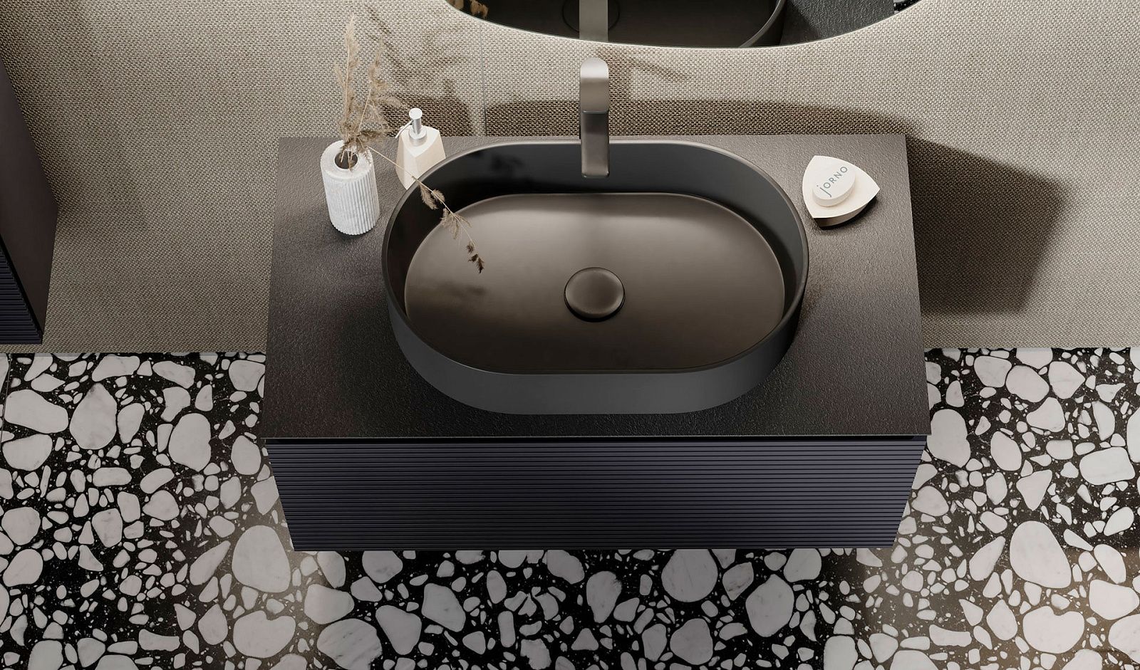 Приобрести jorno тумба подвесная stone 100 см со столешницей, антрацит