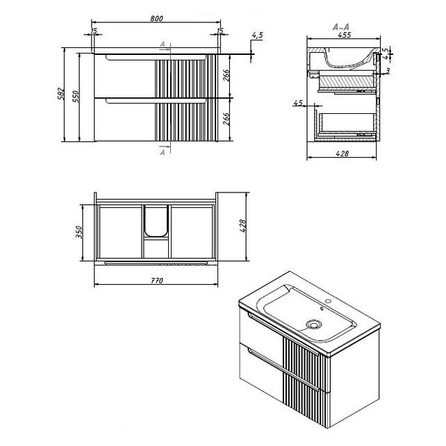 Приобрести caprigo тумба с раковиной termin-smalty meta 80 см, голубая, эмаль
