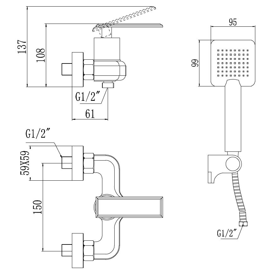 Приобрести savol смеситель для душа 210мм, хром s-600107t