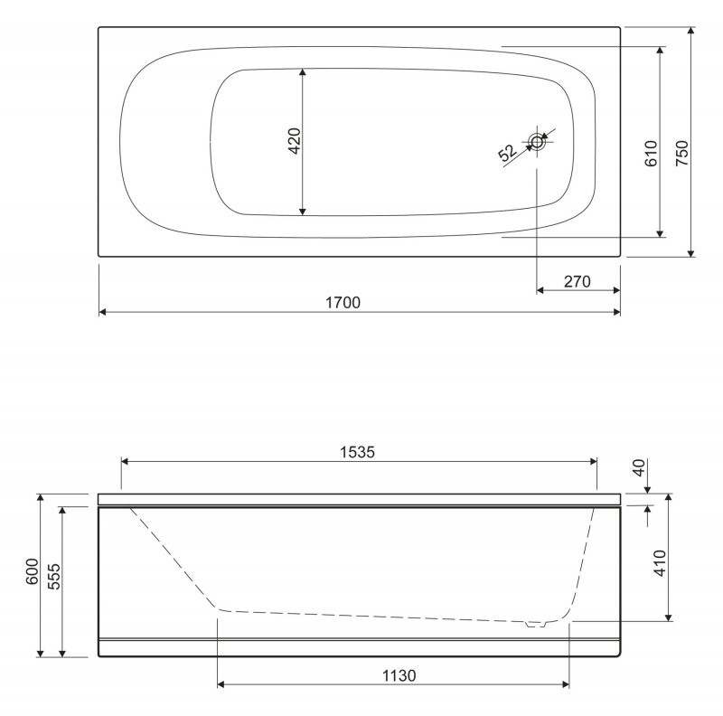 Приобрести cezares акриловая ванна eco 170x75см, eco-170-75-41-w37