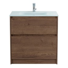 BelBagno Тумба с раковиной KRAFT 80 см, напольнаяная Rovere Tabacco, стеклянная глянцевая раковина