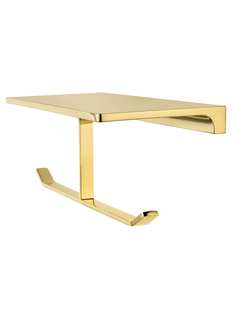 Приобрести двойной держатель для туалетной бумаги с полкой wonzon & woghand eclipse, глянцевое золото (ww-9156-lg)