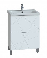 VIGO Тумба с раковиной Geometry 60см, 2 ящика, напольная, белая tn.GEO.FOS.60.2Y