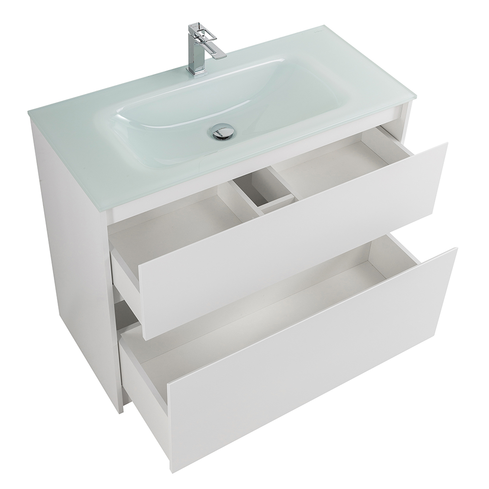 Приобрести belbagno тумба с раковиной kraft 100 см, напольная bianco opaco, белая глянцевая раковина