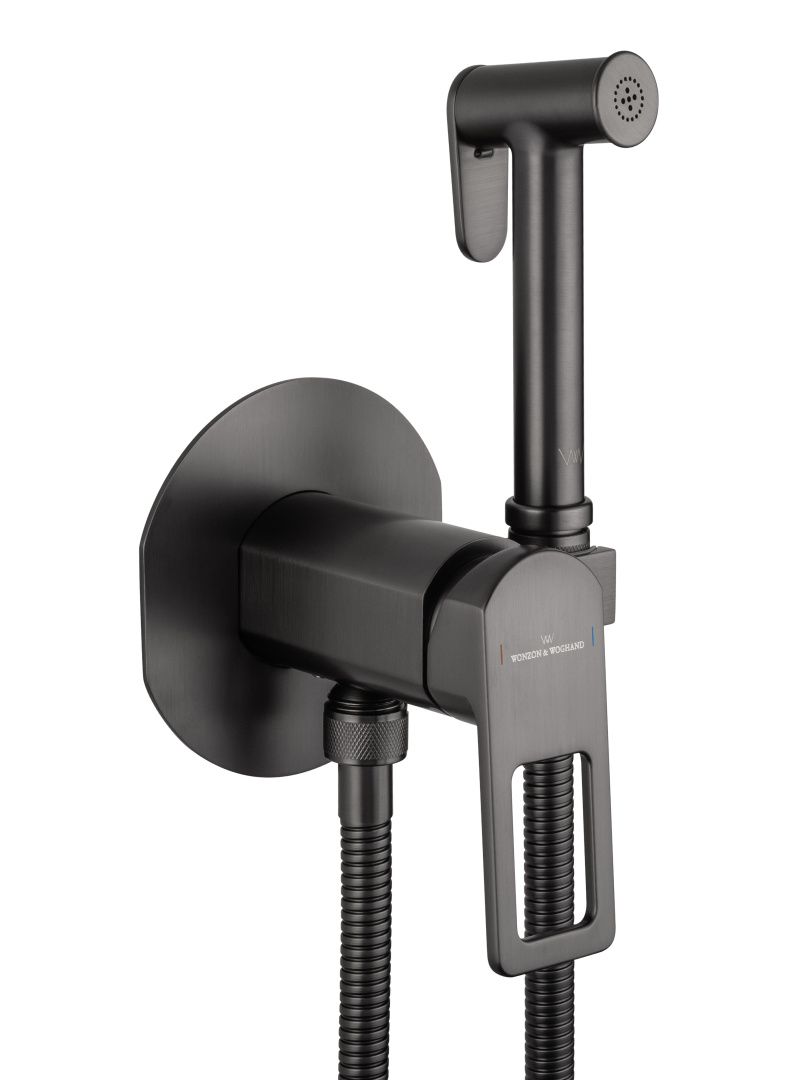Приобрести смеситель с гигиеническим душем встраиваемый wonzon & woghand frame, темный графит (ww-88829010-bgm)