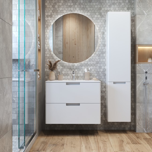 Приобрести briz тумба подвесная с раковиной prato 80 см, белая, т18-80