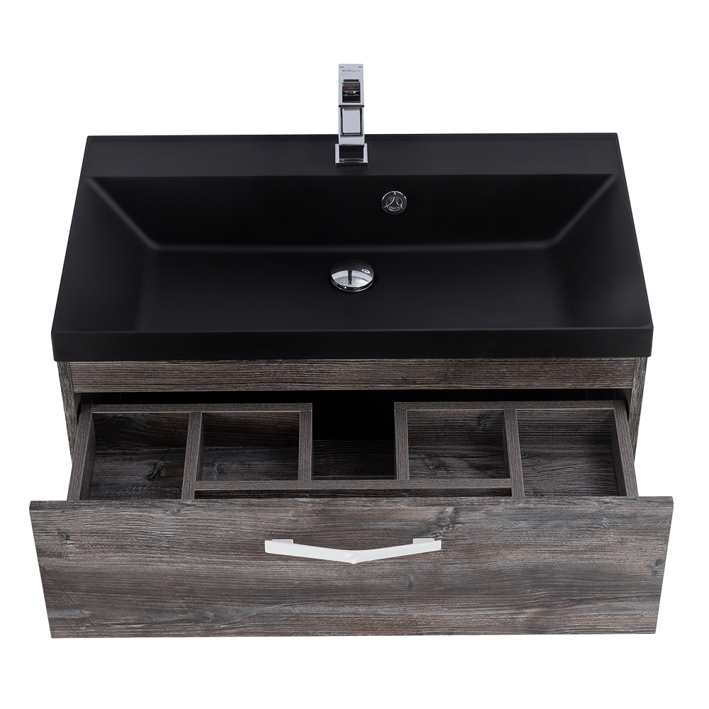 Приобрести belbagno тумба с раковиной aurora 80 см, подвесная pino pasadena, чёрная раковина