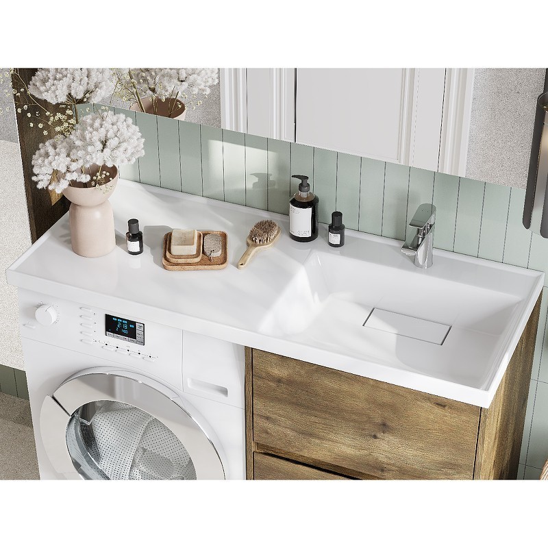 Приобрести тумба напольная с раковиной-столешницей акватон лондри 120 r/l, дуб рустикальный