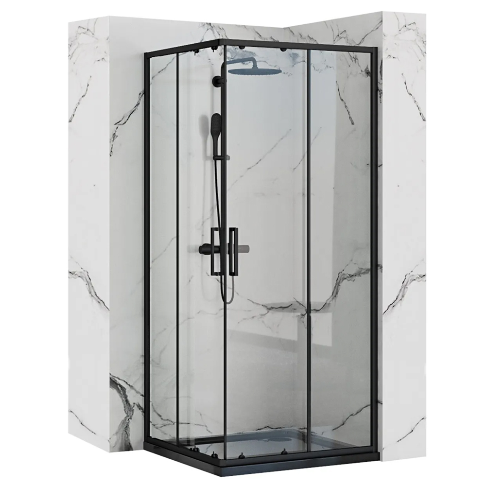 Приобрести loranto душевое ограждение neo 90x90x190 прозрачное закаленное стекло 5 мм, профиль черный, без поддона (cs-21809b)