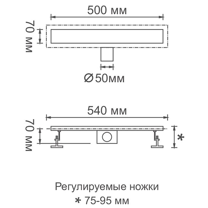 Приобрести gerhans душевой трап 50 см, золото k80307-50