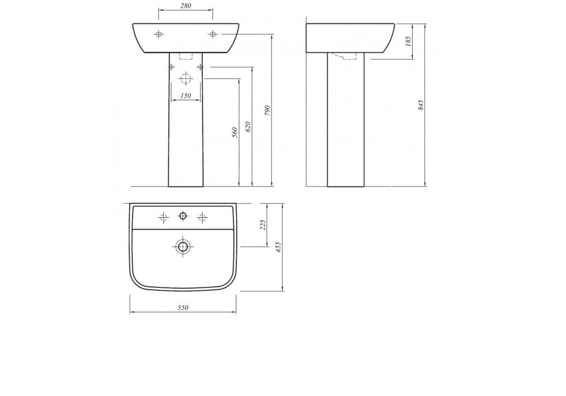 Приобрести раковина с пьедесталом kale babel 55 см