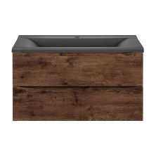 Vincea Тумба подвесная Mia 90 см, темное дерево с раковиной антрацит матовый VMC-2MA900RW;VCB-3M900G