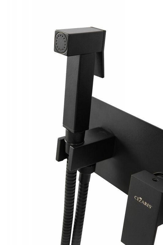 Приобрести cezares смеситель с гигиеническим душем unika, черный матовый unika-dif-nop