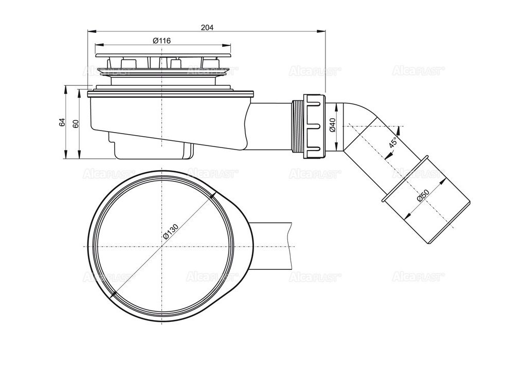 Приобрести сифон для душевого поддона alcaplast a491cr d90