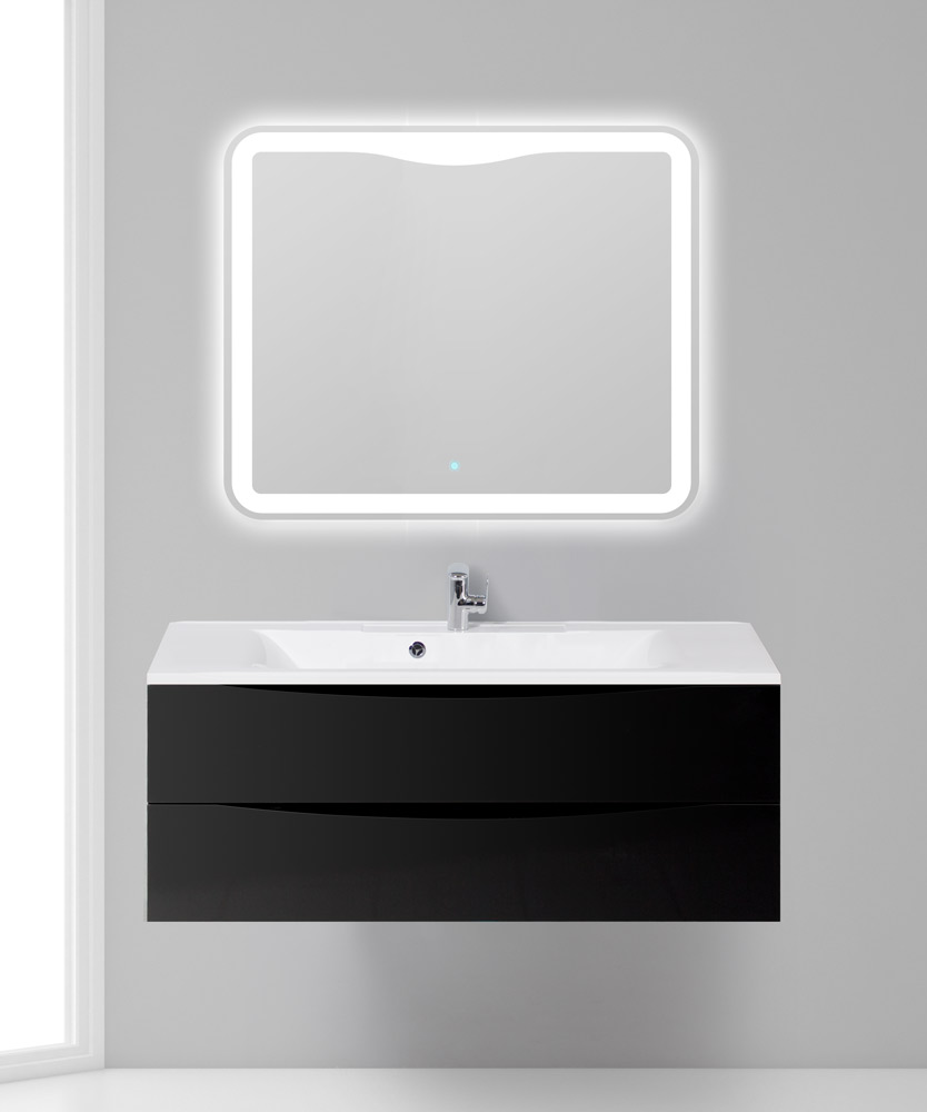 Приобрести belbagno тумба с раковиной marino 120 см, подвесная nero lucido, белая раковина