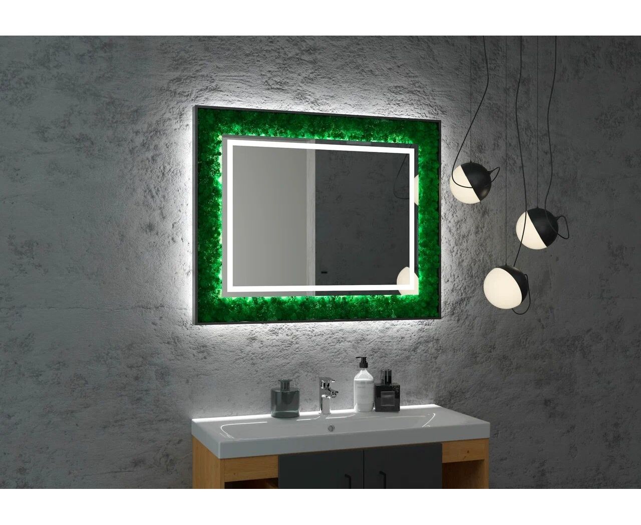 Приобрести continent зеркало с подсветкой forest 100х80 см, бесконтактный включатель, зеленое