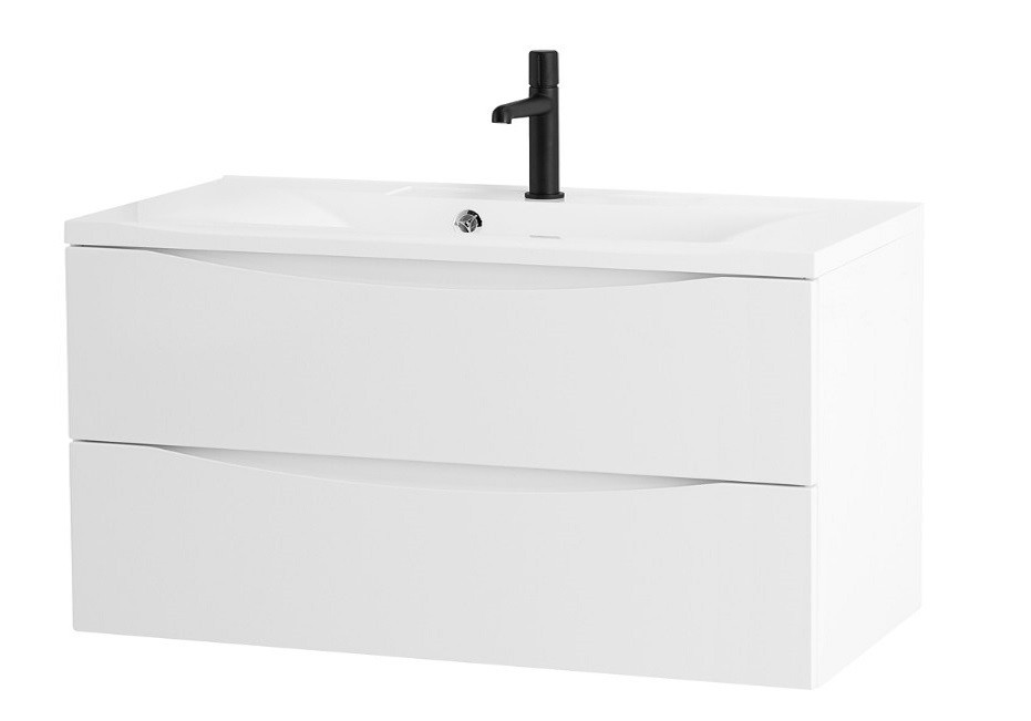 Приобрести тумба подвесная с раковиной belbagno marino-1000-2c-so-bl-p 100 см, bianco lucido