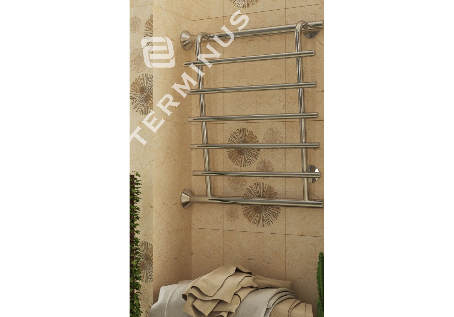 Приобрести полотенцесушитель 600х632 мм водяной terminus каскад п5 с боковым подключением 4620768885570