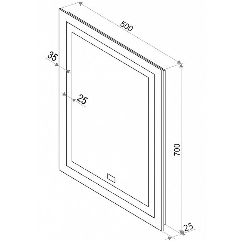 Приобрести continent зеркало с подсветкой verte 50х70 см, бесконтактный включатель, часы, белое