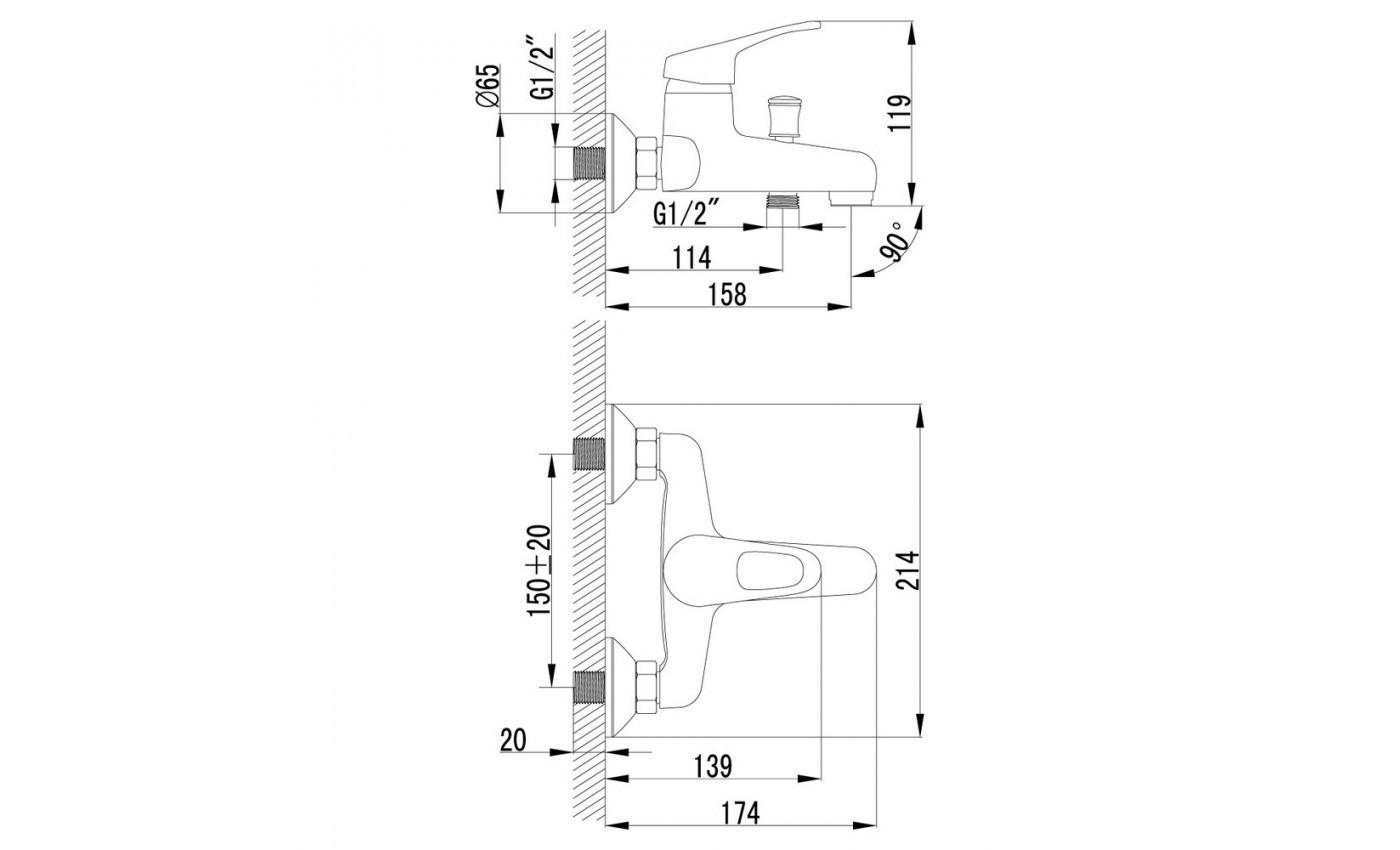 Приобрести lemark смеситель для ванны omega, хром lm3102c