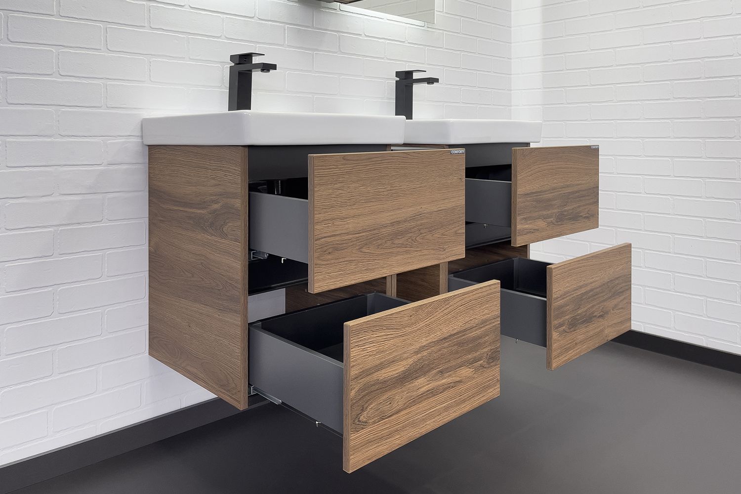 Приобрести сomforty тумба с двумя раковинами дартфорд-110 дуб тёмно-коричневый