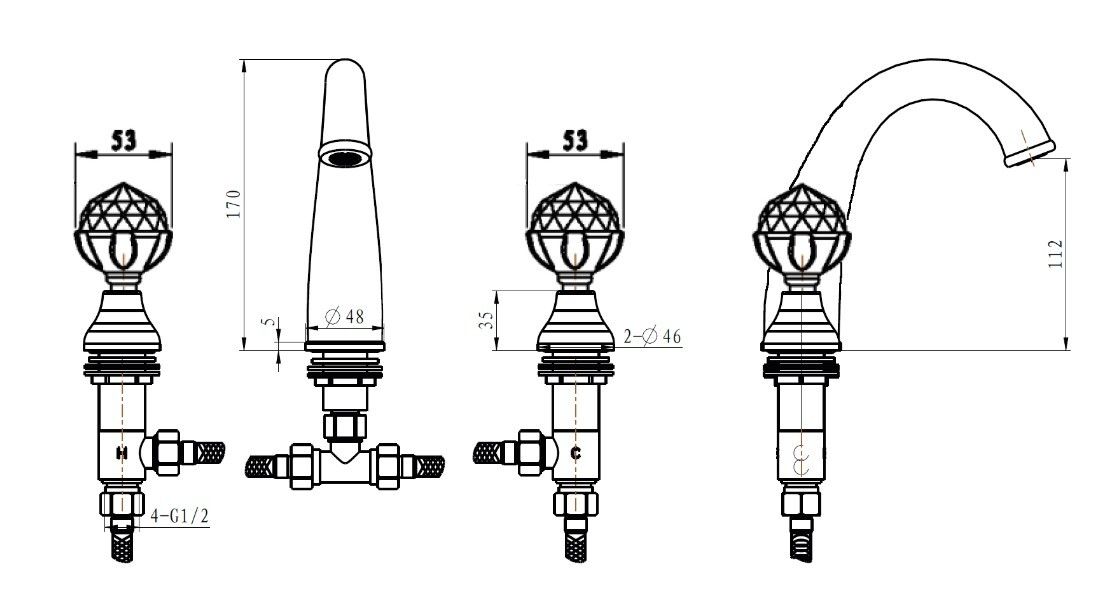 Приобрести boheme смеситель для раковины brillante, хром 357